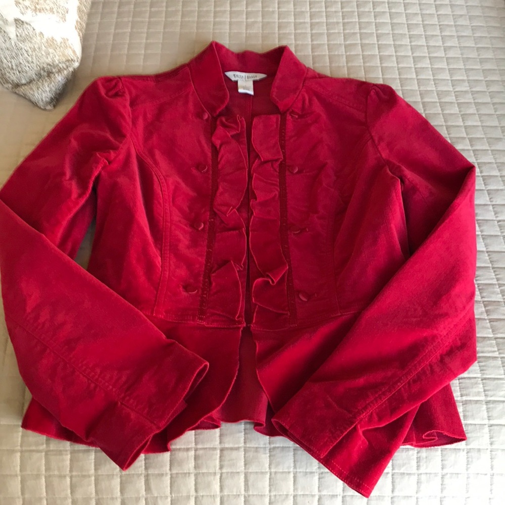 Red velvet blazer